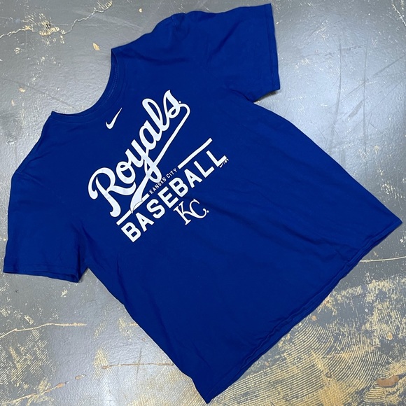 Nike Kansas City Royals MLB Shirt Blue 561416-4EW XL KC Center Swoosh Baseball - Picture 1 of 8